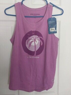 Life Is Good Crusher Tee Mauve Palm Tree Graphic Tank
